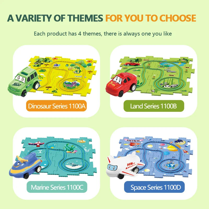 🎁[Best Gift For Kid]🚗Children's Educational Puzzle Track Car Play Set