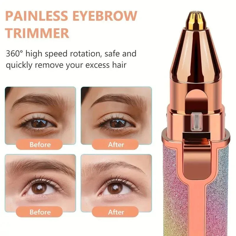 Sparkle Glow Painless Eyebrow Trimmer – LED Light Facial Hair Remover for Women