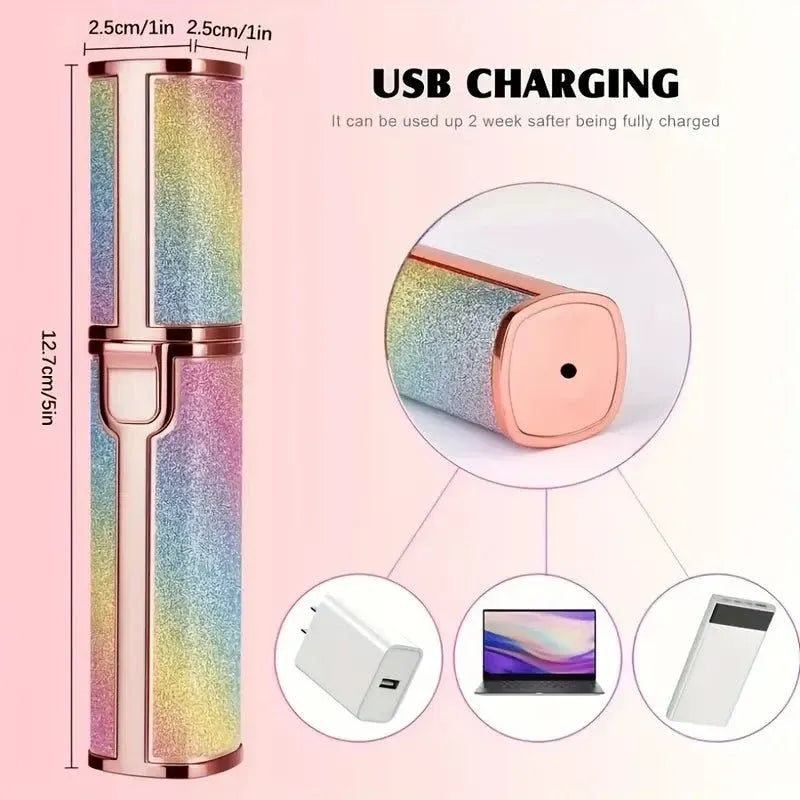 Sparkle Glow Painless Eyebrow Trimmer – LED Light Facial Hair Remover for Women