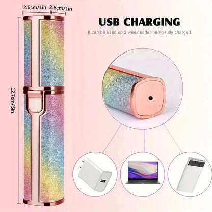 Sparkle Glow Painless Eyebrow Trimmer – LED Light Facial Hair Remover for Women