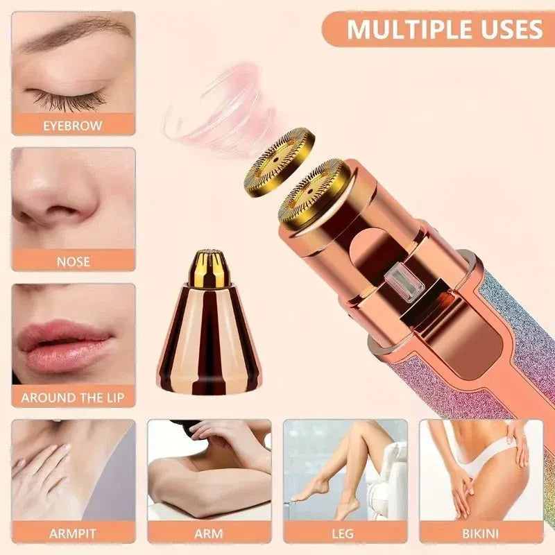 Sparkle Glow Painless Eyebrow Trimmer – LED Light Facial Hair Remover for Women