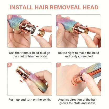 Sparkle Glow Painless Eyebrow Trimmer – LED Light Facial Hair Remover for Women
